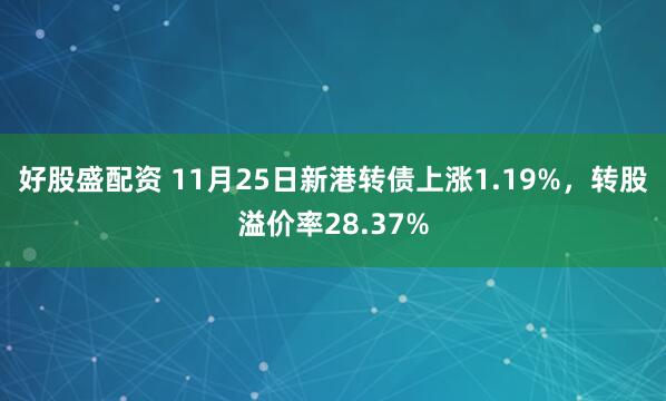 好股盛配资 11月25日新港转债上涨1.19%，转股溢价率28.37%